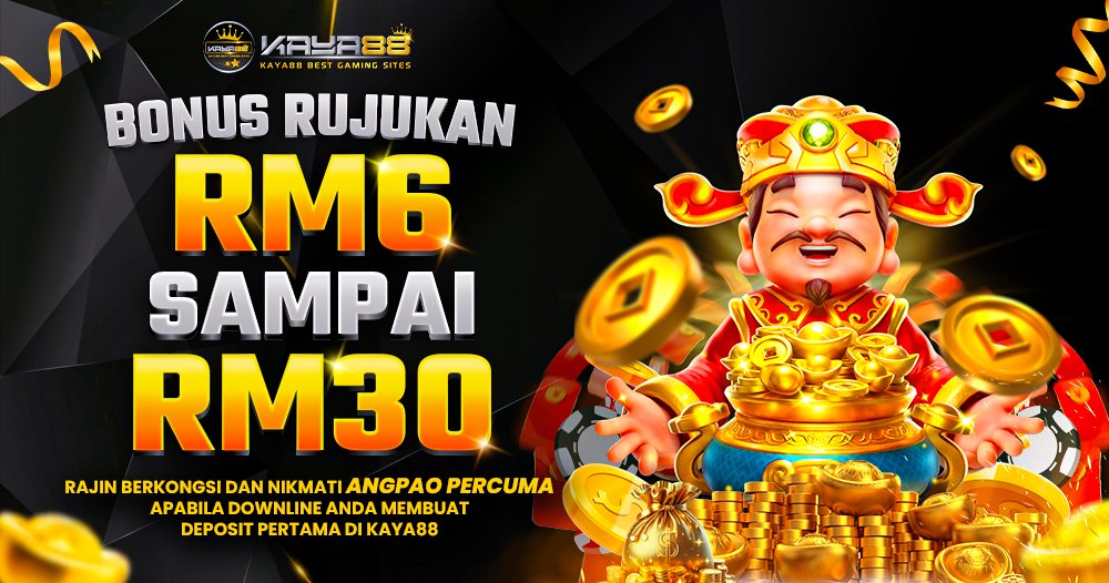Referral bonus banner: RM6 up to RM30 when a referred member makes a first deposit